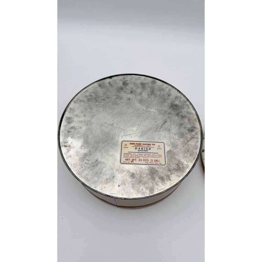 Vintage Decorative Tin Floral‎ Flowers Candle Candles Lid Peeling Worn Round